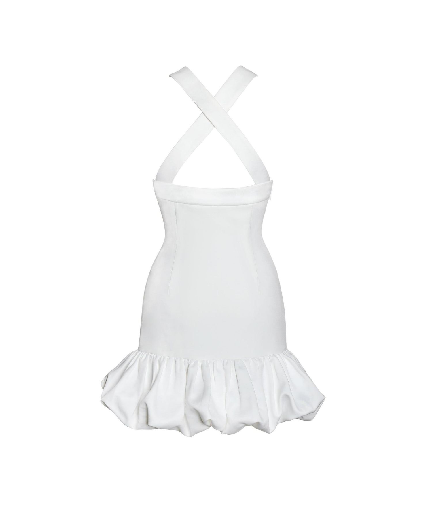 Women's Barbra White Cross Straps Bodycon Mini Dress with Bubble Hem