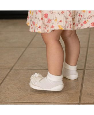 Baby Girl First Walk Sock Shoes Corsage - Snow