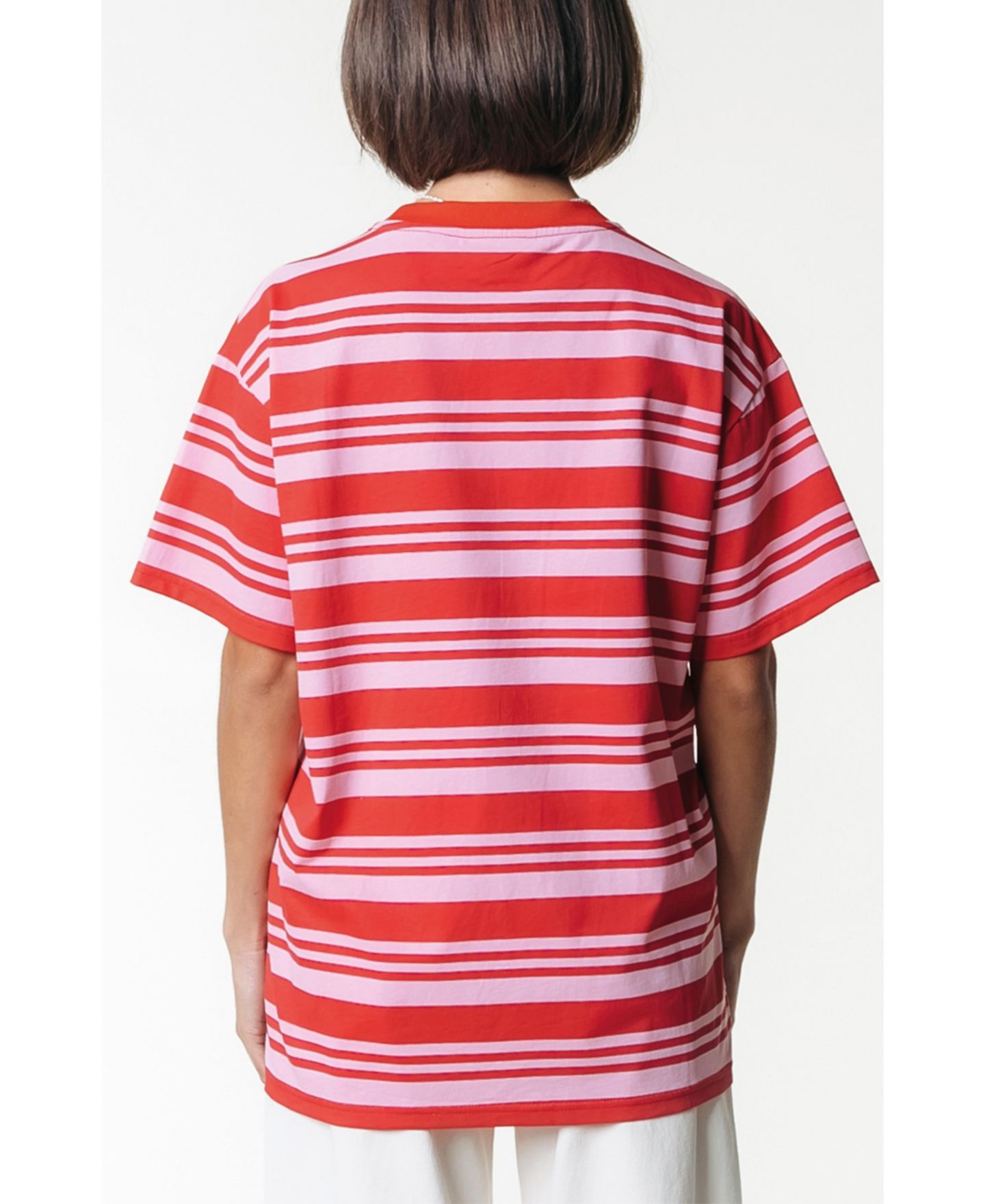 Женская футболка Colourful Rebel Puff Logo Stripe Loosefit, цвет: Розовый — фото 3