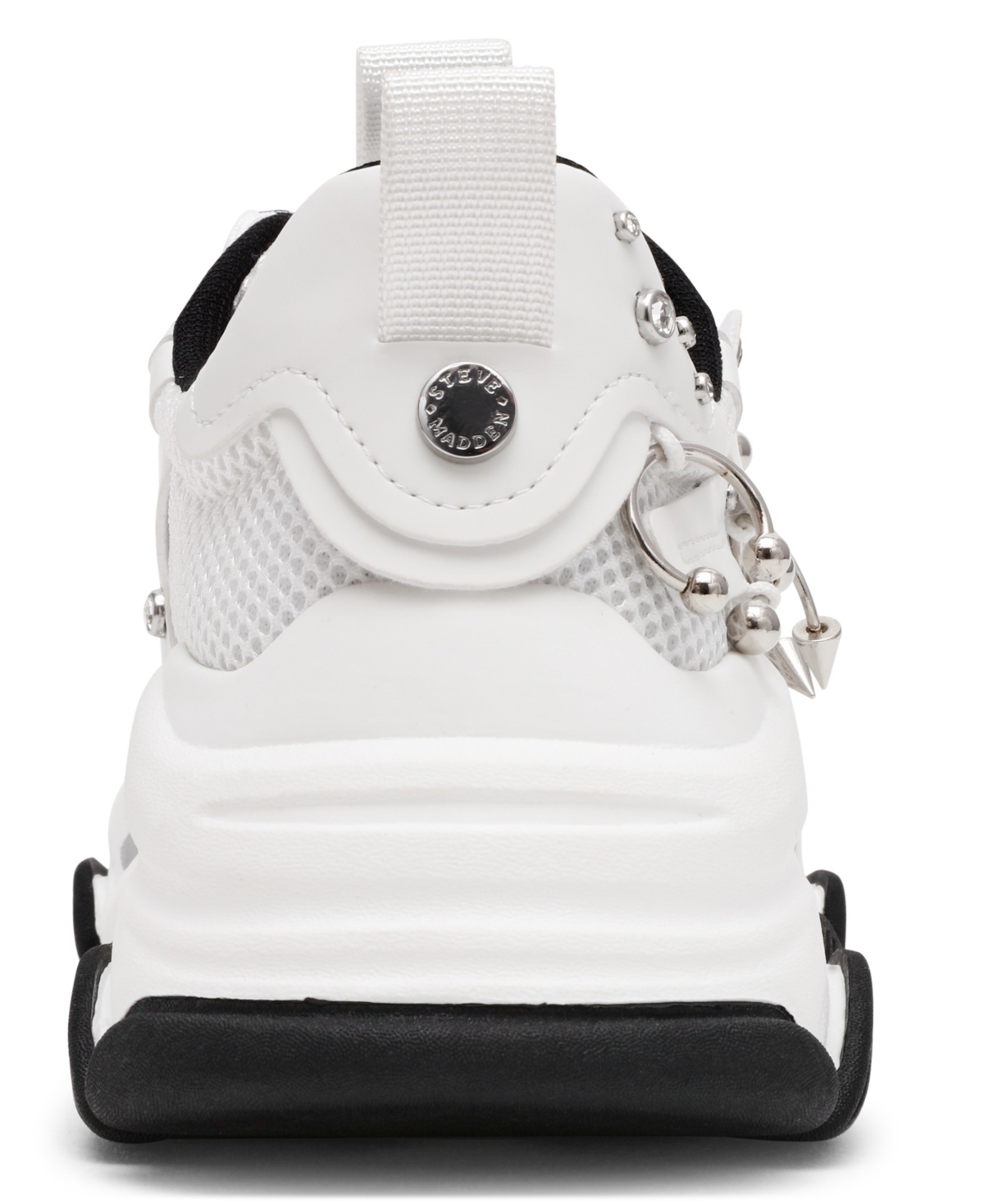 Steve Madden Women's Possession Piercing-embellished Lace-up Sneakers In White