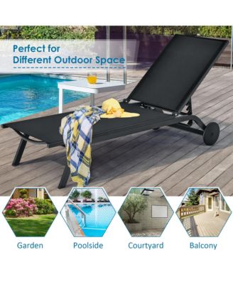 Outdoor Lounge Chair Chaise Reclining Aluminum Fabric Adjustable