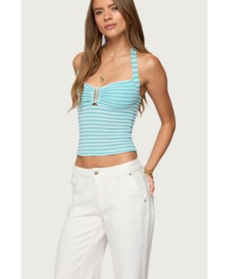 Women's Lovina Textured Striped Halter Top