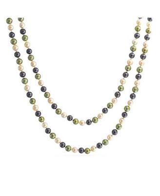 Classic Western Style Hand Knotted Simulated Pearls Round Ball Bead Endless Long Strand Double Triple Wrap Layer Necklace