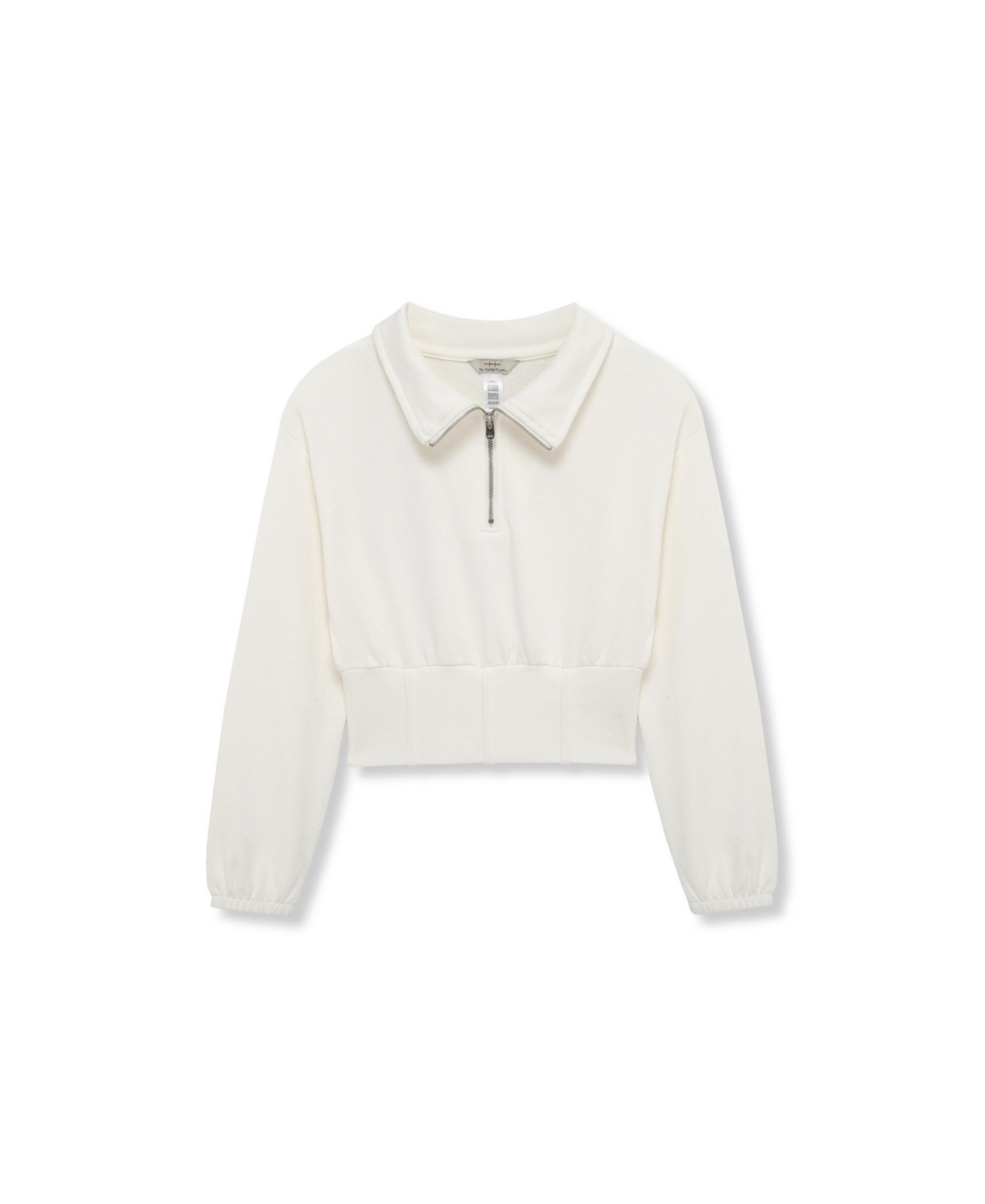 H By Habitual Kids' Big Girls Half Zip Sweatshirt In White