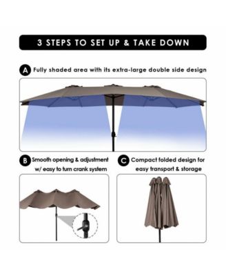 15 Feet Double-Sided Outdoor Patio Umbrella with Crank without Base
