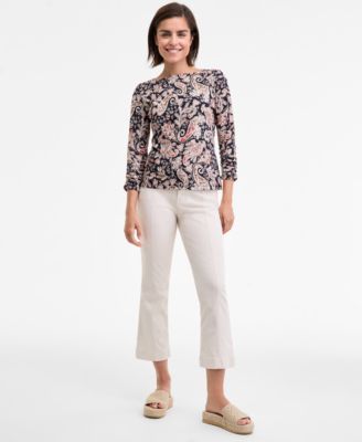 Women's Boat-Neck Paisley-Print Top