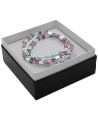 3-Pc. Set Crystal Cross Mixed Bead Stretch Bracelets