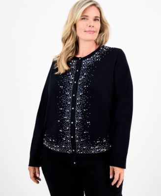 Plus Size Embellished Button-Front Cardigan, Macy's Exclusive
