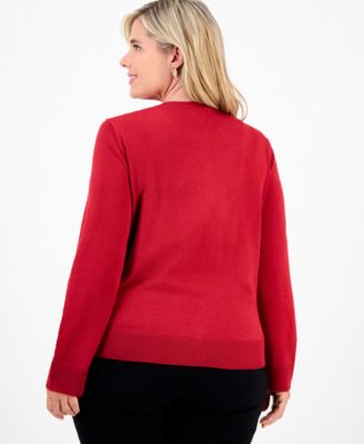 Plus Size Sequin Embellished Button-Front Cardigan, Macy's Exclusive