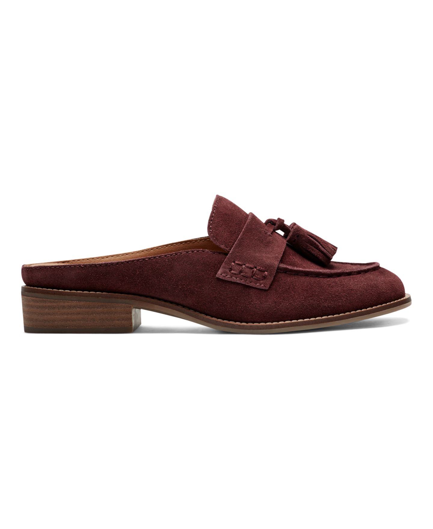 Женские сабо Earth Everett Tassels Slip-On Mule, цвет: Тёмный красный замшевый — фото 2
