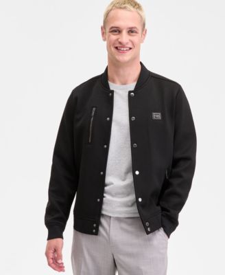 Men's Textured Varsity Zip Bomber Jacket