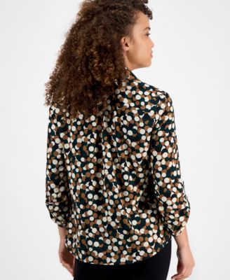 Petite Dot-Print Blouse