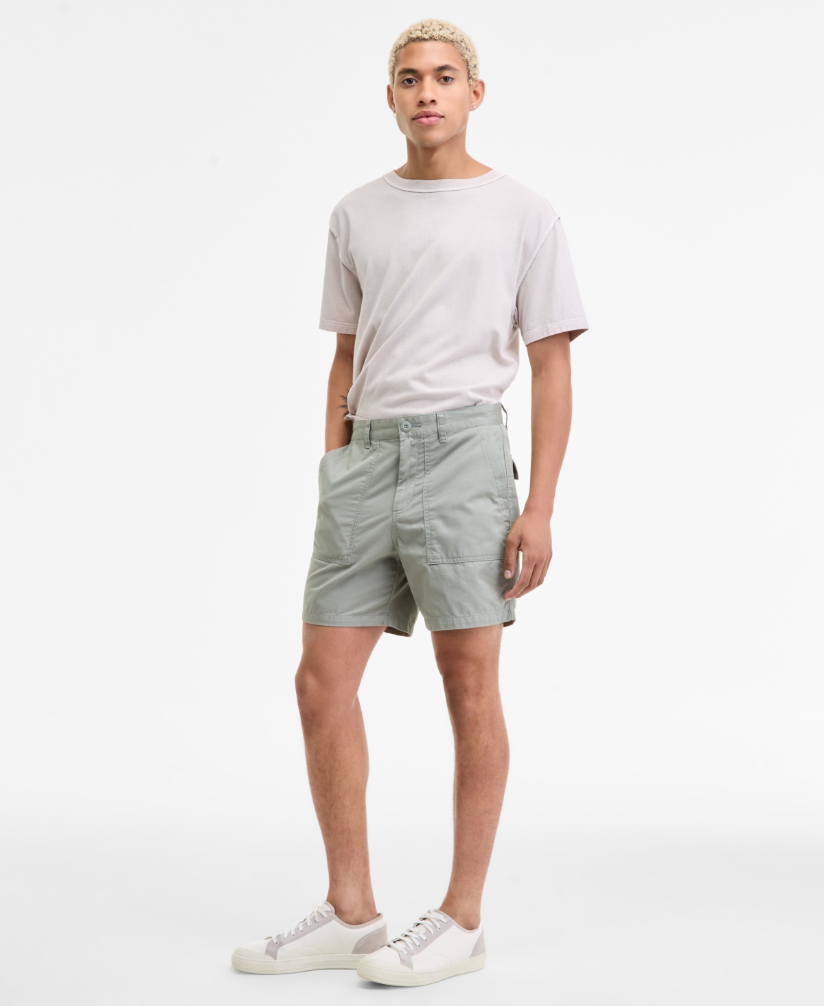 Sun + Stone Men's Peter Regular-fit 6" Cotton Field Shorts, Macy's Exclusive In Green