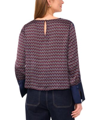 Women's Printed Wide-Cuff Blouse