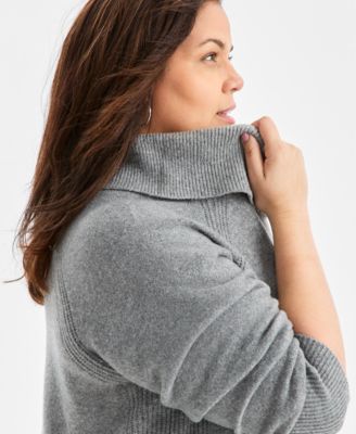 Plus Size Cozy Cowl-Neck Long-Sleeve Sweater, Macy's Exclusive 