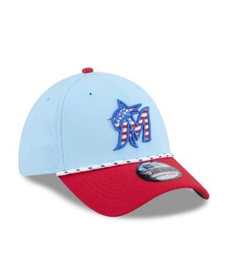 Men's Light Blue/Red Miami Marlins 2025 Fourth of July 39THIRTY Flex Hat