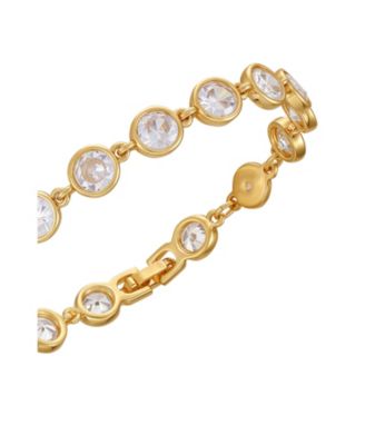 Gold Tone Cubic Zirconia Bezel Bracelet