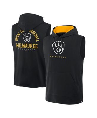 Fanatics - Men's Black Milwaukee Brewers Fire Speed Sleeveless Pullover Hoodie