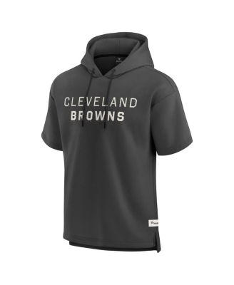 Men's Charcoal Cleveland Browns Elements Future Ground Lettering Short Sleeve Pullover Hoodie