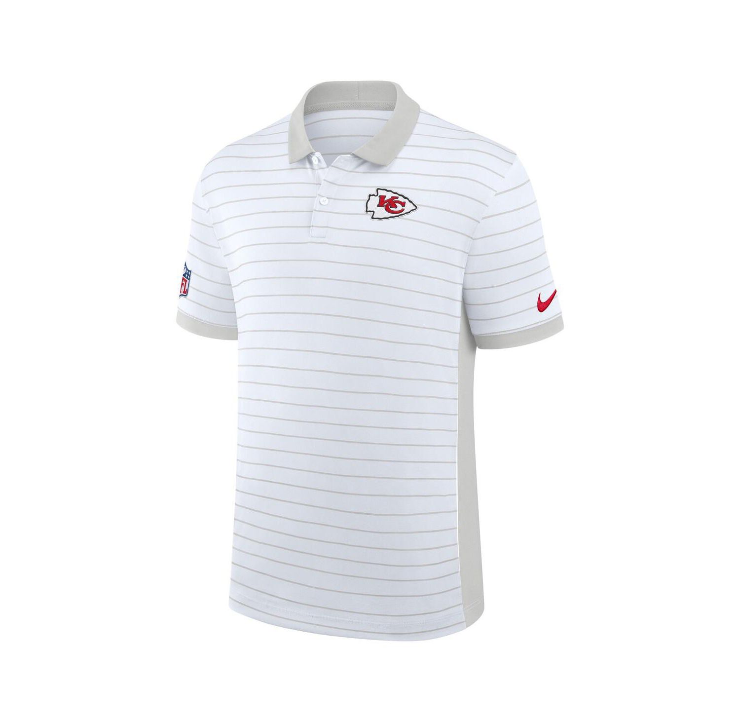 Men's White Kansas City Chiefs Sideline Victory Stripe Performance Polo Shirt