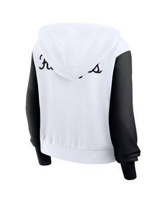 Women's White Iowa Hawkeyes Cropped Beyond Capability Color Block Script Full-Zip Hoodie