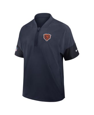 Men's Navy Chicago Bears Sideline Short Sleeve Quarter-Zip Performance Coach Jacket