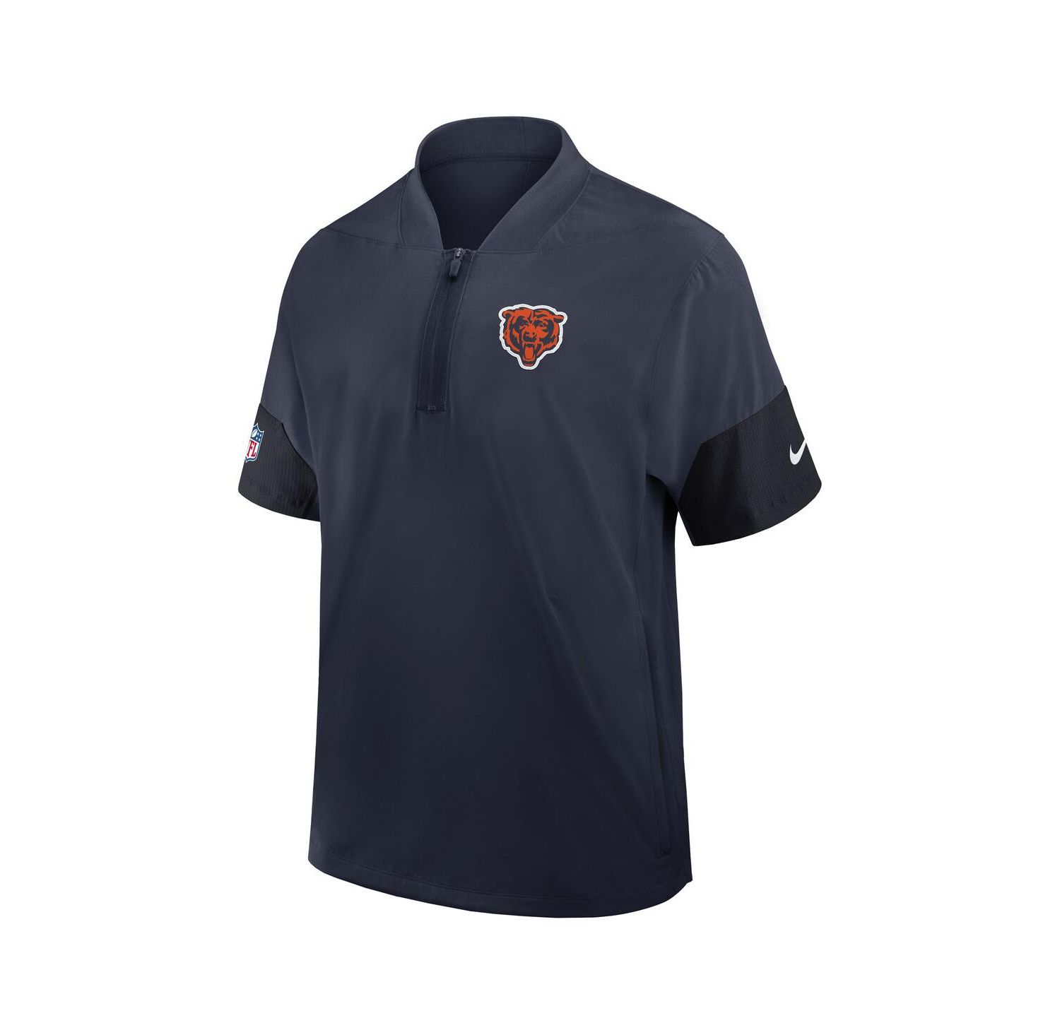 Men's Navy Chicago Bears Sideline Short Sleeve Quarter-Zip Performance Coach Jacket