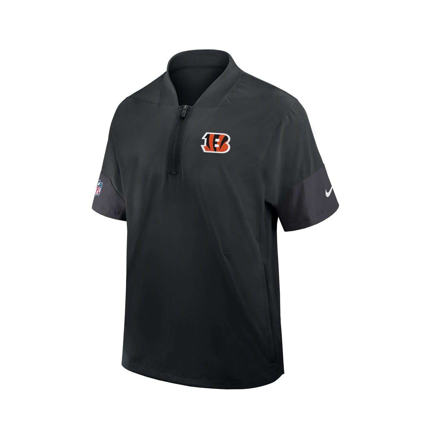 Мужская куртка Nike Black Cincinnati Bengals Sideline Short Sleeve Quarter-Zip Performance Coach — фото 2