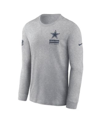Men's Heather Gray Dallas Cowboys Sideline Performance Long Sleeve T-Shirt