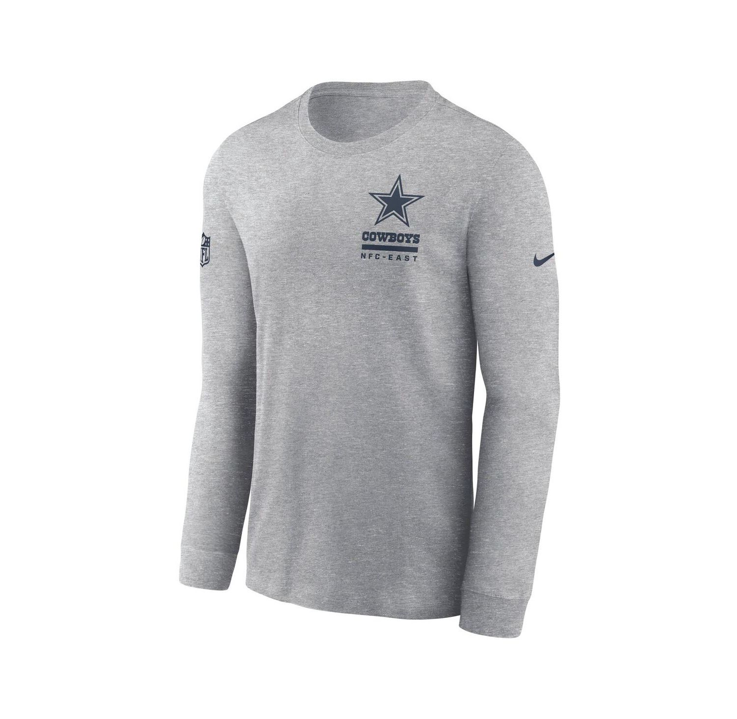 Men's Heather Gray Dallas Cowboys Sideline Performance Long Sleeve T-Shirt