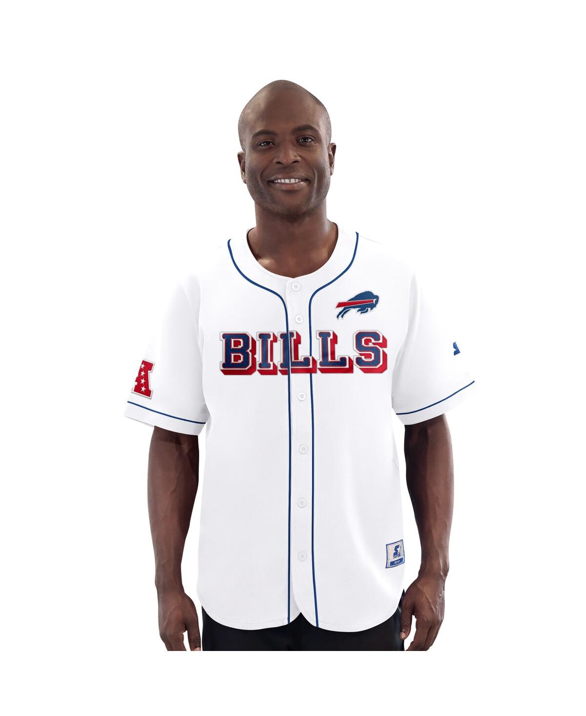 Men's White Buffalo Bills Relay Full-Button Baseball Jersey - White