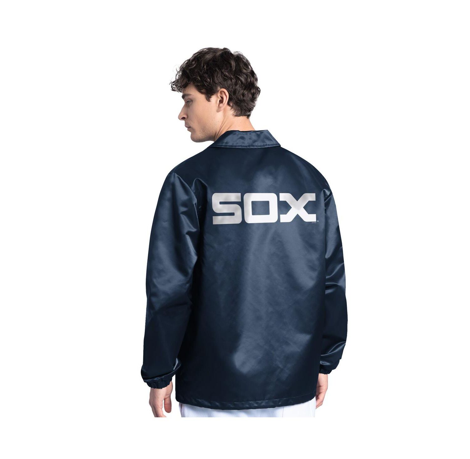 Men's Navy Chicago White Sox Cooperstown Collection Point Man Full-Snap Coaches Jacket
