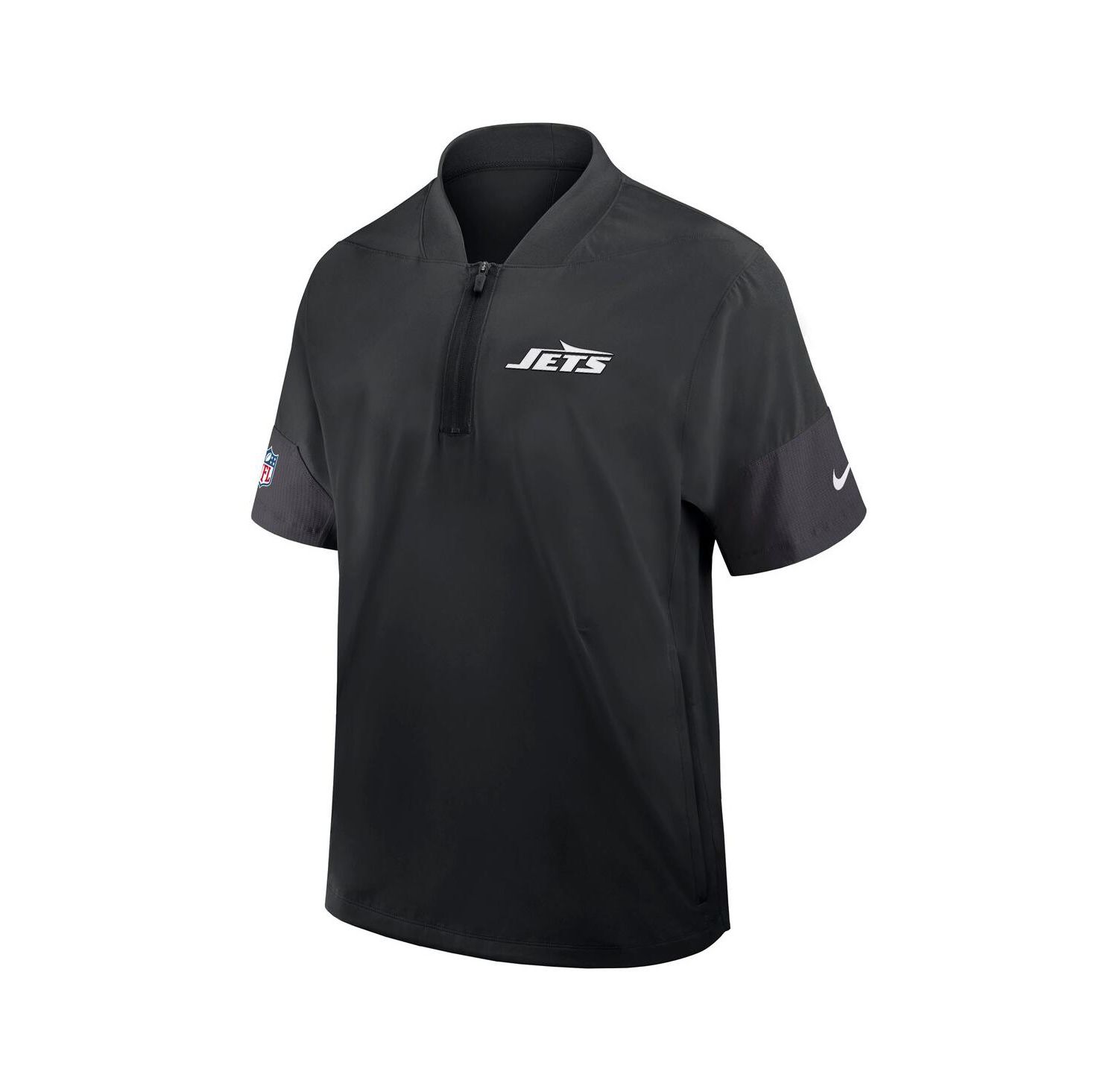 Men's Black New York Jets Sideline Short Sleeve Quarter-Zip Performance Coach Jacket