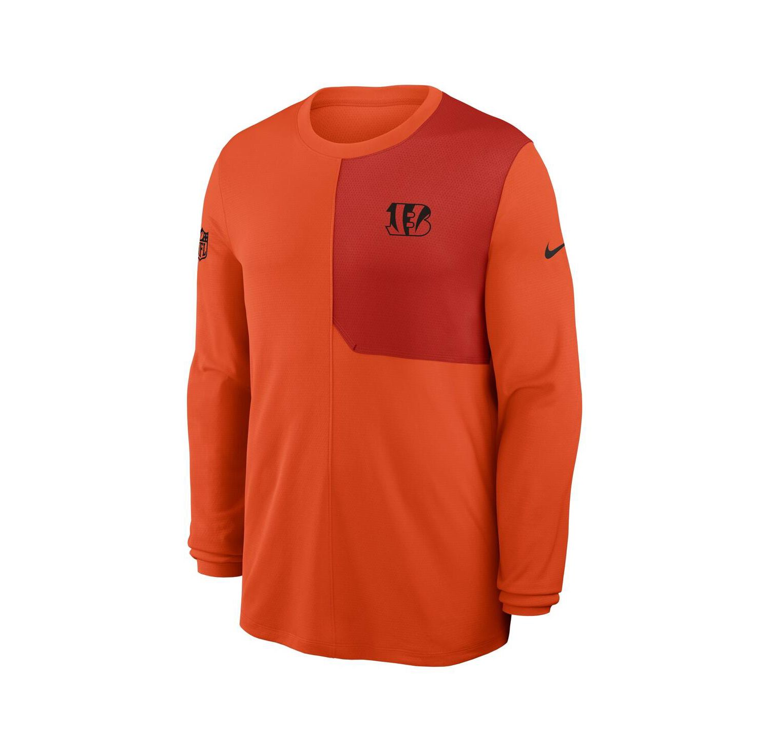Men's Orange Cincinnati Bengals Sideline Coach UV Performance Long Sleeve T-Shirt