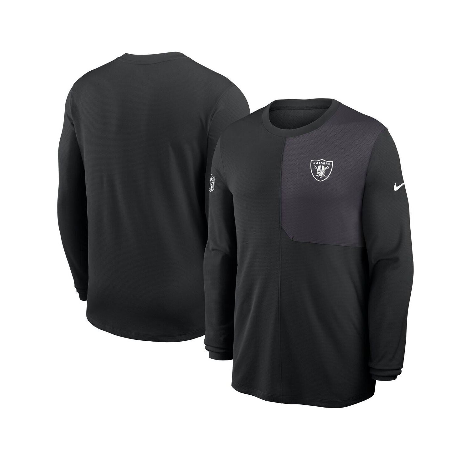 Men's Black Las Vegas Raiders Sideline Coach UV Performance Long Sleeve T-Shirt