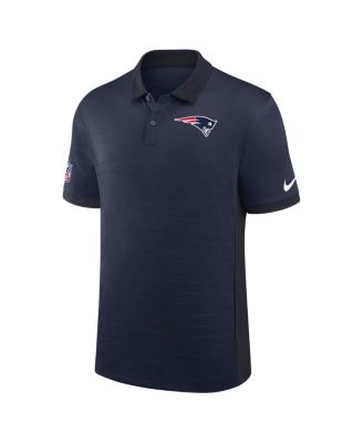Men's Navy New England Patriots Sideline Victory Stripe Performance Polo Shirt
