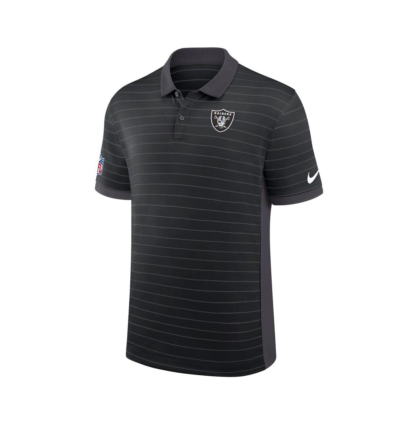 Мужское поло Nike Black Las Vegas Raiders Sideline Victory Stripe Performance Polo Shirt — фото 2