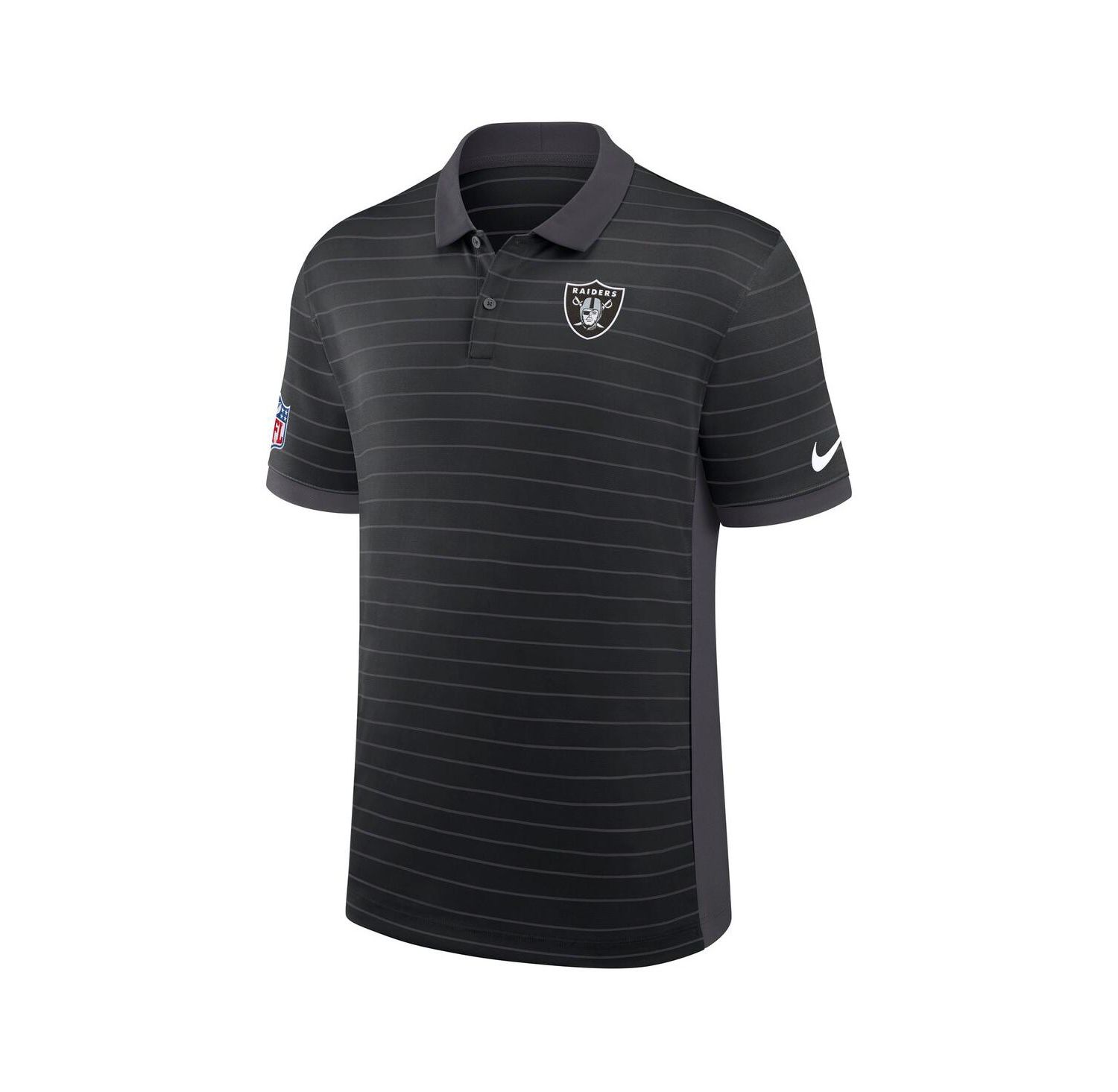 Men's Black Las Vegas Raiders Sideline Victory Stripe Performance Polo Shirt