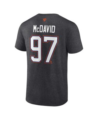 Men's Connor McDavid Charcoal Edmonton Oilers Authentic Stack Name Number T-Shirt