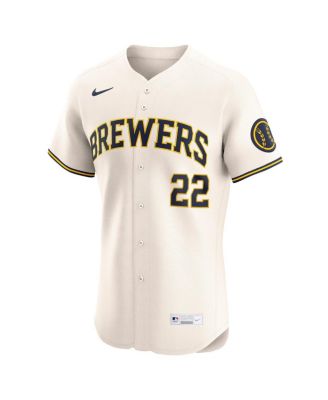 Men's Christian Yelich Cream Milwaukee Brewers Home Elite Player Jersey