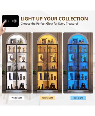 76" 8-Tier Display Cabinet with 3-Color Motion LED