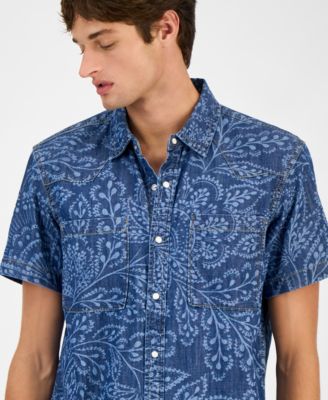 Men's Printed Denim Shirt, Macy's Exclusive