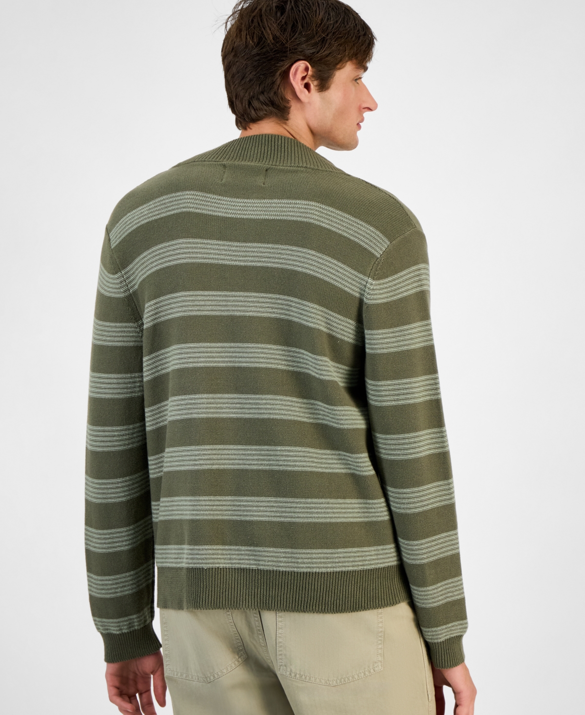 Sun + Stone Men's Striped Shawl-collar Sweater, Macy's Exclusive In Green