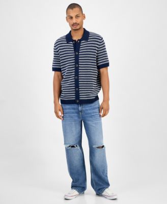 Men's Striped Short-Sleeve Cardigan, Macy's Exclusive