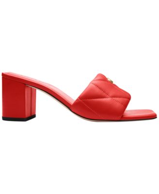 Holly Block-Heel Leather Square-Toe Sandals