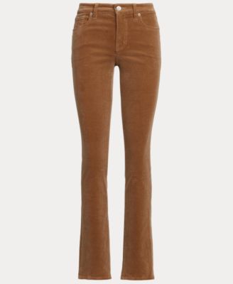 Stretch Corduroy Mid-Rise Straight Pants