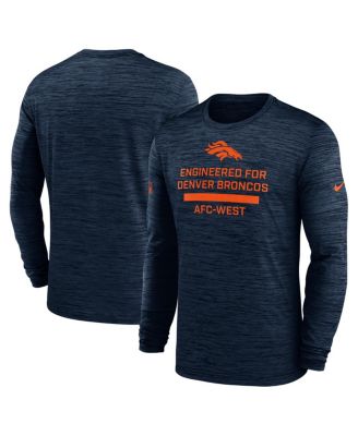 Nike - Men's Navy Denver Broncos Sideline Velocity Performance Long Sleeve T-Shirt