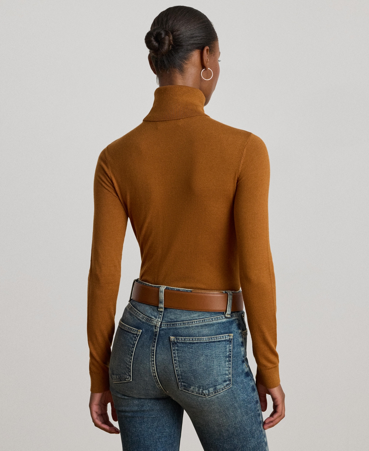 Ralph Lauren Silk-blend Turtleneck Sweater In Brown