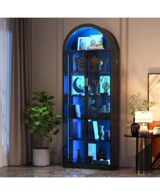 76" 8-Tier Display Cabinet with 3-Color Motion LED