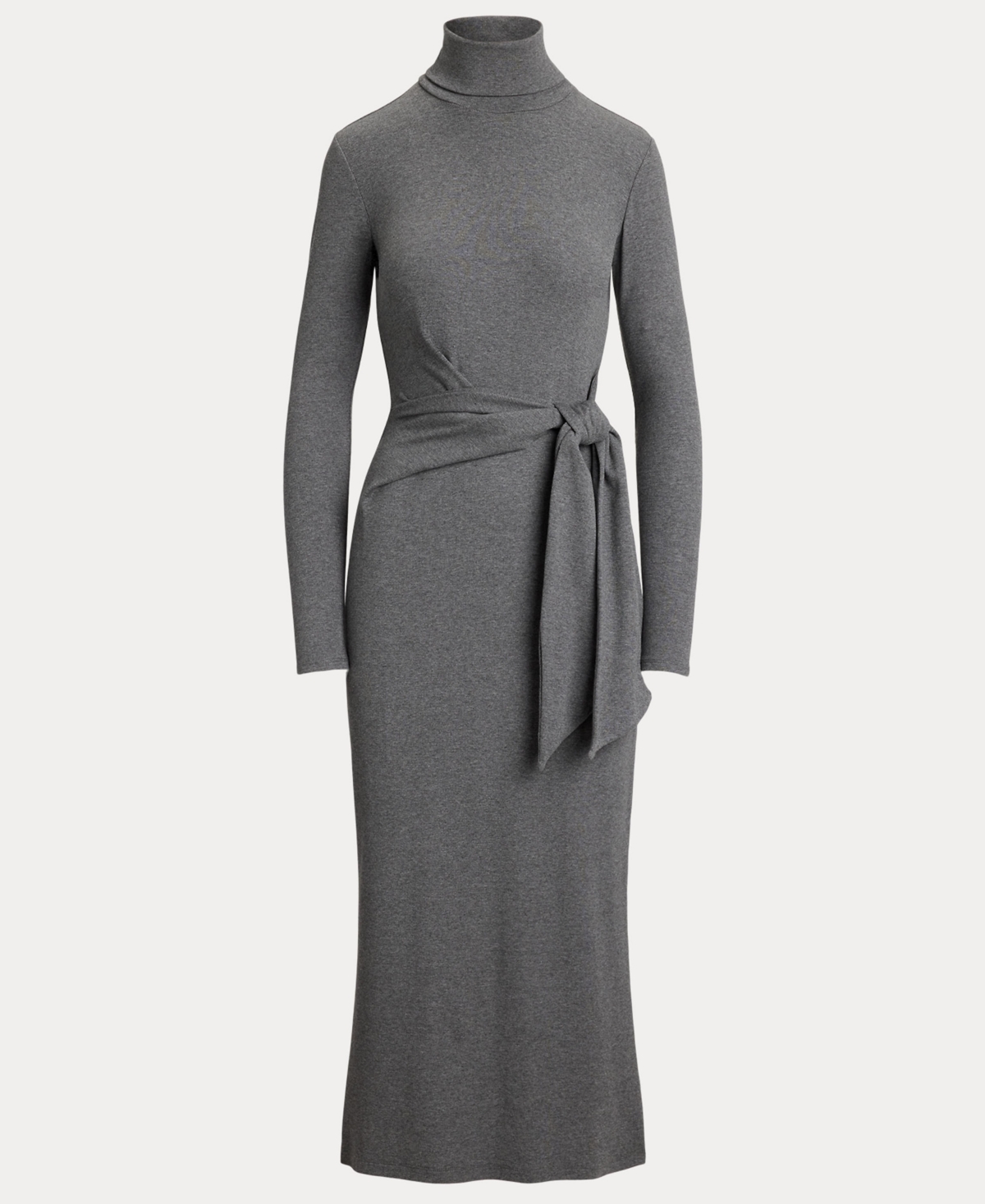 Ralph Lauren Women's Tie-front Turtleneck Dress In Gray